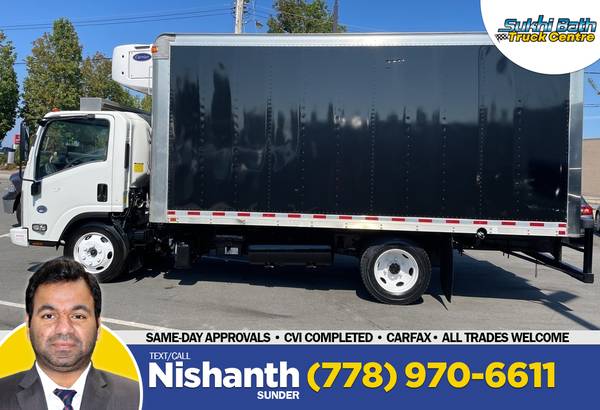 2017 Isuzu NQR 16 FOOT BOX, CARRIER REEFER, HYDRAULIC BRAKES