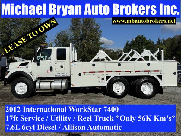 2012 International WorkStar 7400 Service Utility Reel Truck for $0