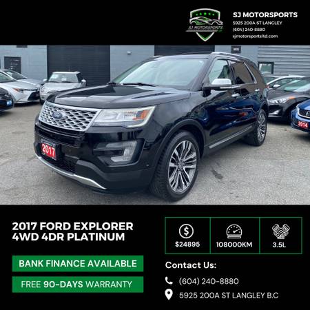 2017 Ford Explorer Platinum 4WD 7-Seater 108 KM 3-Month Warranty