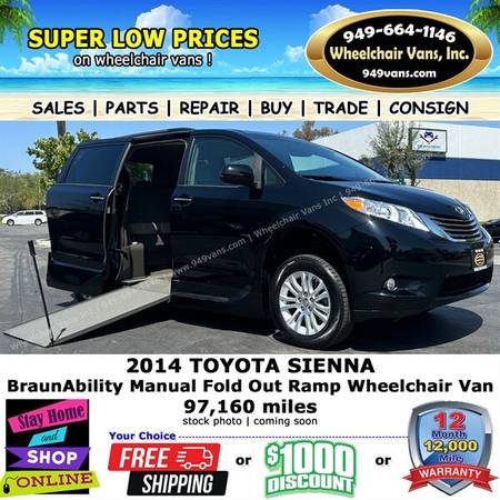 2014 Toyota Sienna Wheelchair Van for $0 Build Credit, Poor