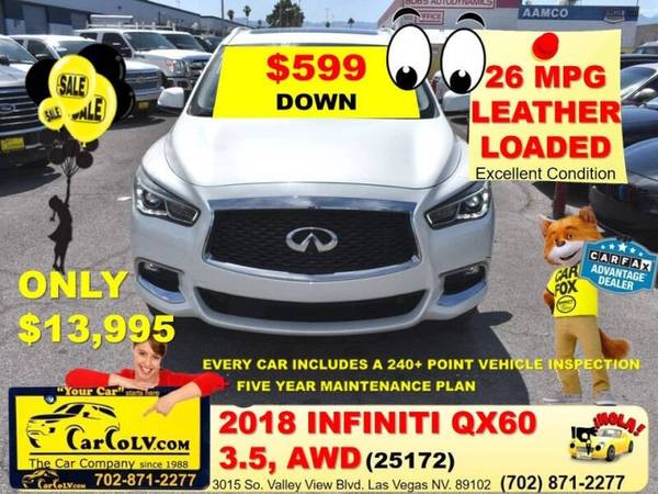 2018 Infiniti QX60 AWD for $0 Build Credit, Poor Credit,