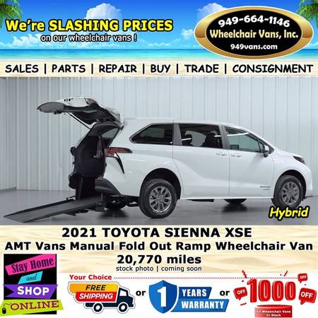 2021 Toyota Sienna XSE Wheelchair Van for $0 Build Credit,
