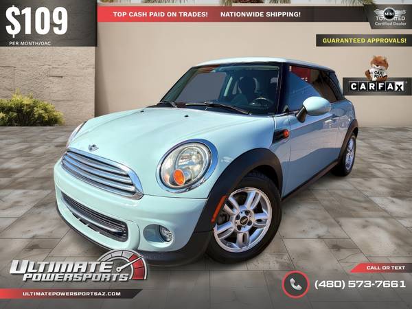2013 MINI Cooper Hardtop Ice Blue - $109/mo, All Credit