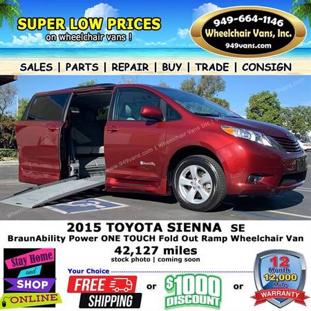 2015 Toyota Sienna SE Wheelchair Van for $0 Build Credit,
