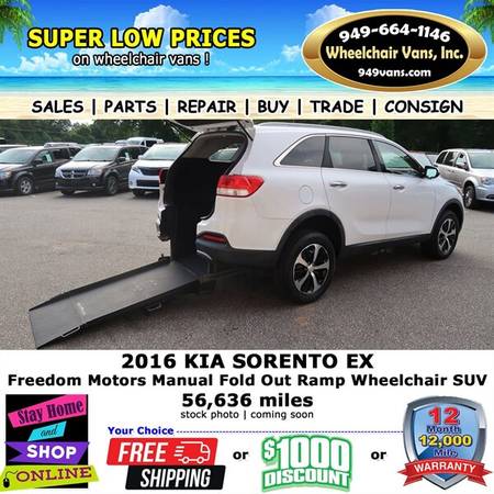 2016 Kia Sorento EX Wheelchair Van for $0 Build Credit,