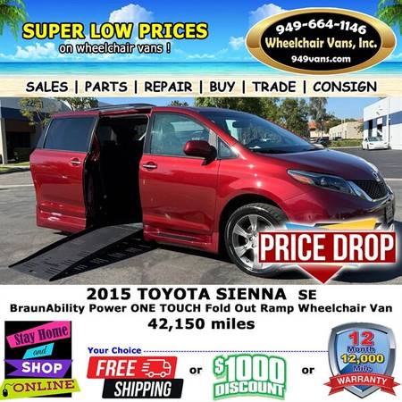 2015 Toyota Sienna SE Wheelchair Van for $0 Build Credit,