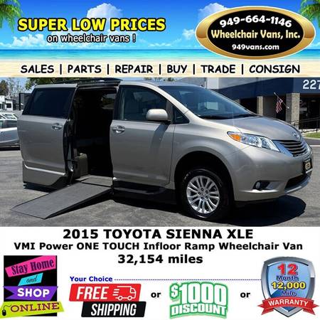 2015 Toyota Sienna XLE Wheelchair Van for $0 Build Credit,