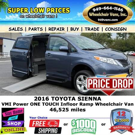2016 Toyota Sienna Wheelchair Van for $0 Build Credit, Poor